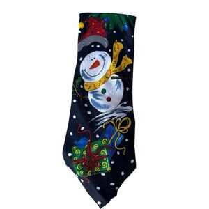 Hallmark Yule Tie Greetings Christmas Silk Neck Tie Snowman